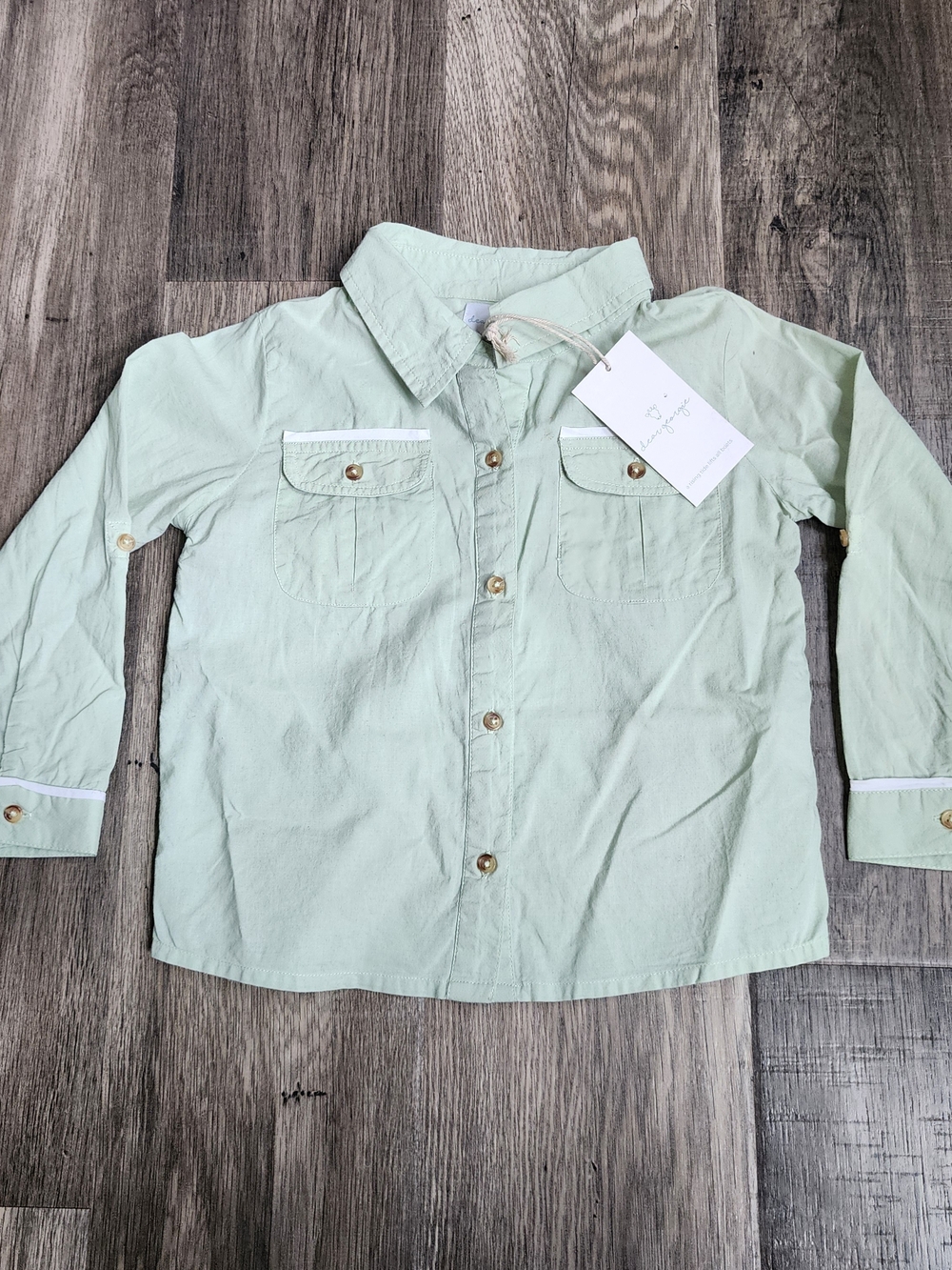 Dear Georgie The Sea Shirt Grass Mint Green Long Sleeve Button Down  Pockets